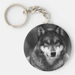 Schwarz-Weiß-Wolf Schlüsselanhänger