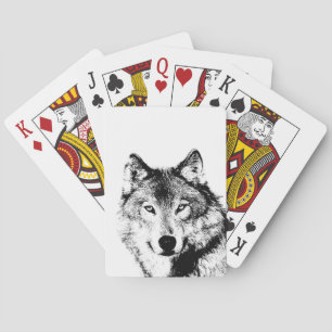 Schwarz-Weiß-Wolf Spielkarten