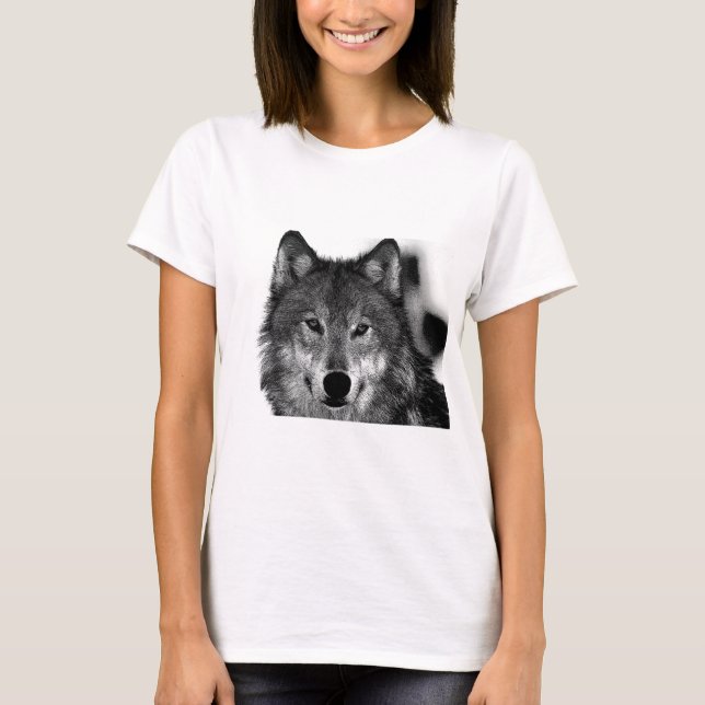 Schwarz-Weiß-Wolf T-Shirt (Vorderseite)