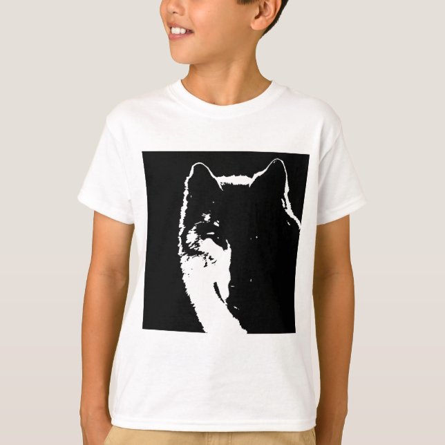 Schwarz-Weiß-Wolf T-Shirt (Vorderseite)