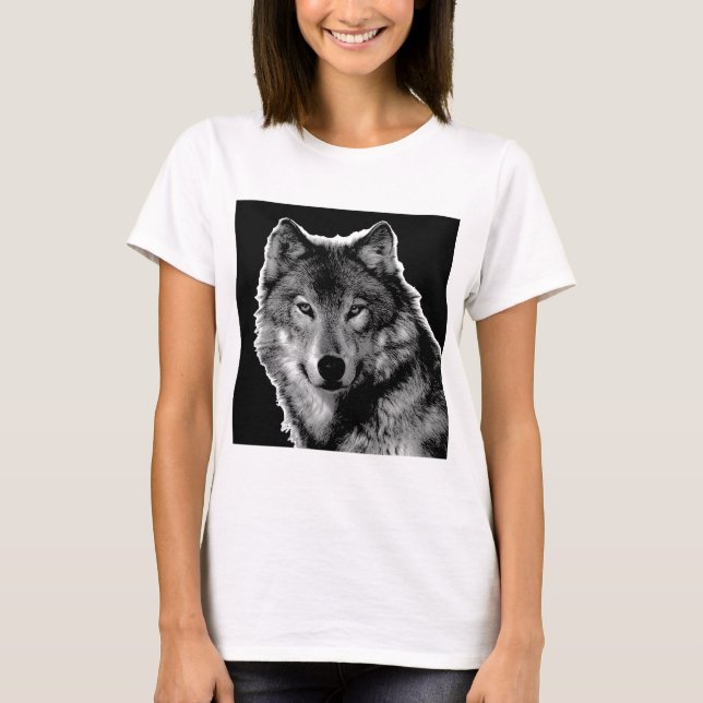 Schwarz-Weiß-Wolf T-Shirt (Vorderseite)