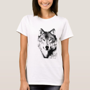 Schwarz-Weiß-Wolf T-Shirt
