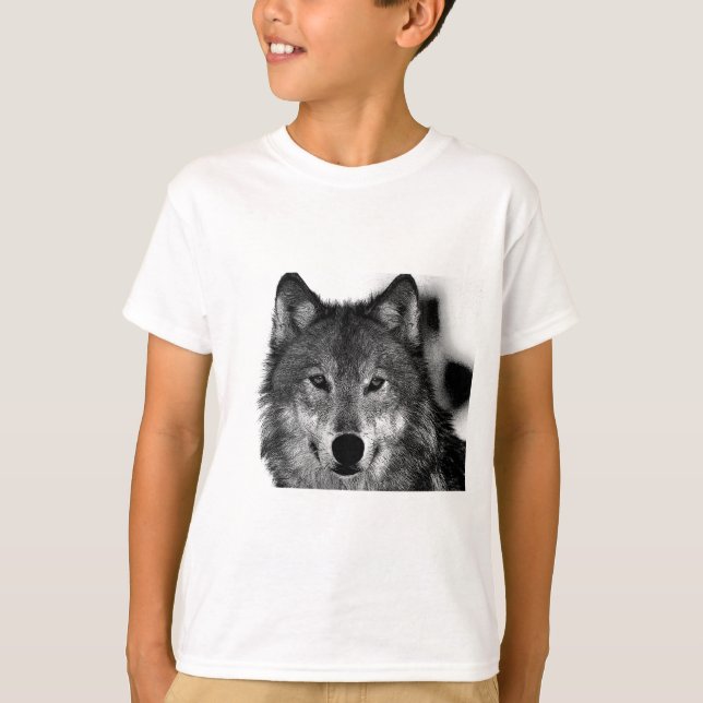 Schwarz-Weiß-Wolf T-Shirt (Vorderseite)