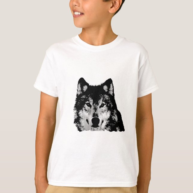 Schwarz-Weiß-Wolf T-Shirt (Vorderseite)