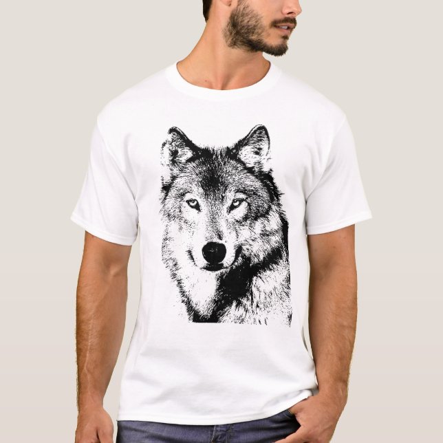Schwarz-Weiß-Wolf T-Shirt (Vorderseite)