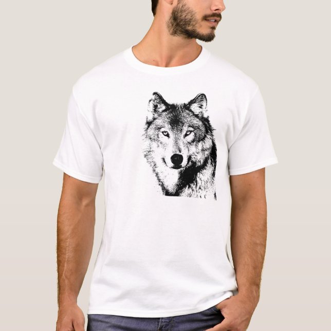 Schwarz-Weiß-Wolf T-Shirt (Vorderseite)