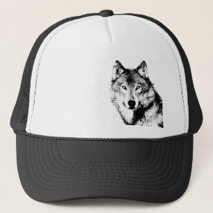 Schwarz-Weiß-Wolf Truckerkappe