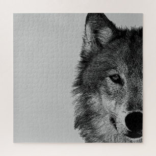 Schwarz-Weiß-Wolfauge-Kunstwerk