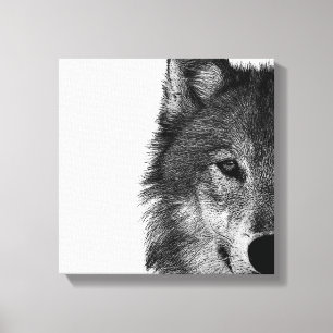 Schwarz-Weiß-Wolfauge-Kunstwerk Leinwanddruck