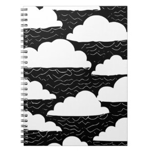 Schwarz-Weiß-Wolkenmuster-Notizbuch Notizblock