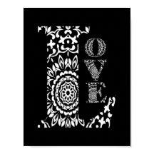 Schwarz-Weiß-Word-Kunst Lacy Gemusterte Liebe