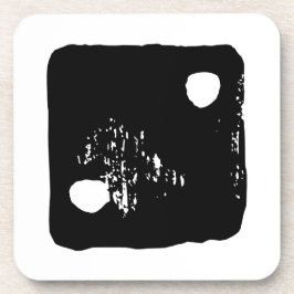 Schwarz-Weiß-Würfel #2 Rustikale Linocut Getränkeuntersetzer