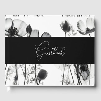 Schwarz-Weiß-X-Ray-Blume Hochzeit Gästebuch