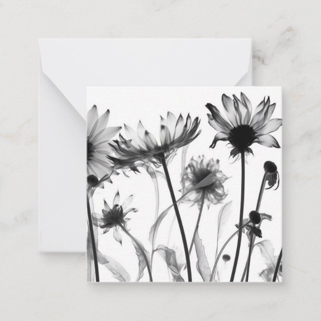 Schwarz-Weiß-X-Ray-Blume Mitteilungskarte (Vorderseite)
