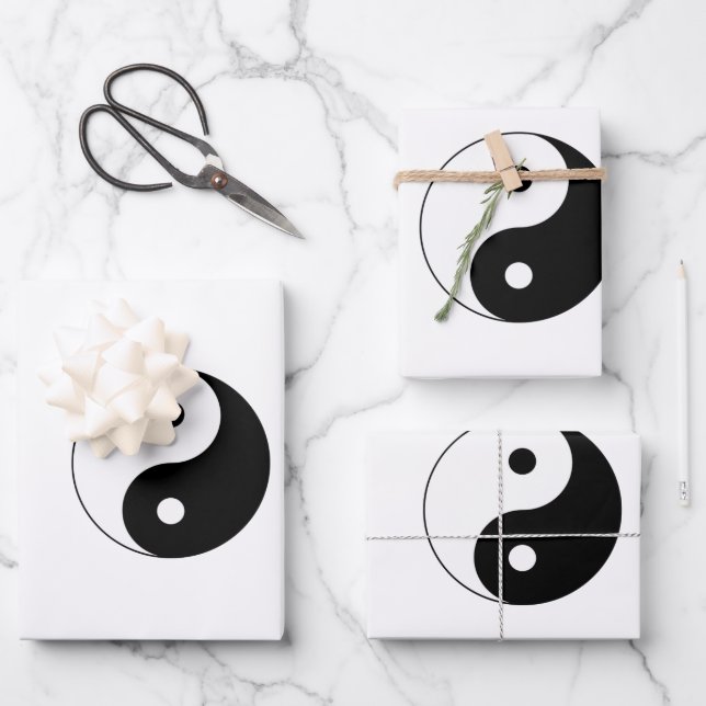 Schwarz-Weiß-Yin-Yang Geschenkpapier Set (Vorderseite)
