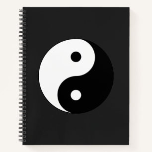 Schwarz-Weiß-Yin-Yang im grauen Hintergrund Notizbuch