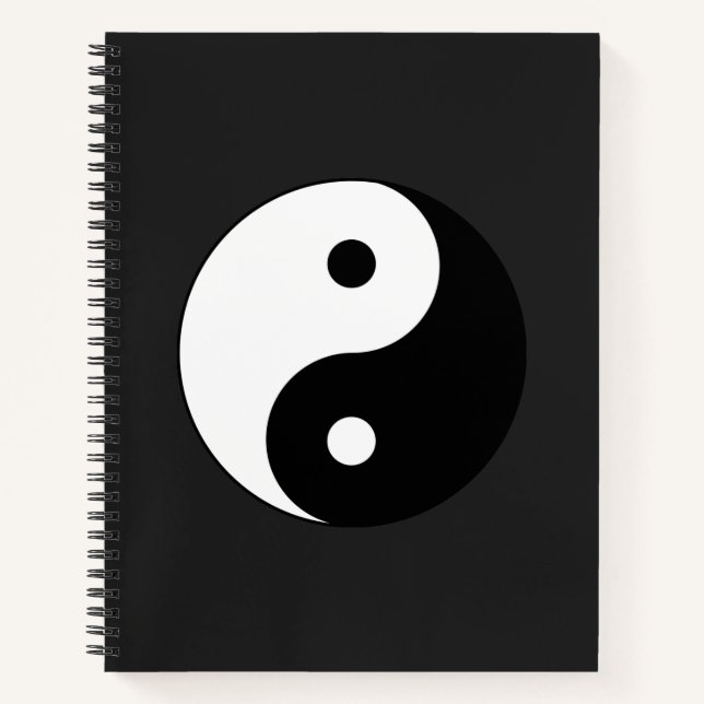 Schwarz-Weiß-Yin-Yang im grauen Hintergrund Notizbuch (Vorderseite)