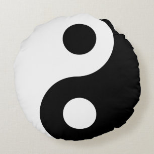 Schwarz-Weiß Yin Yang Rundes Kissen