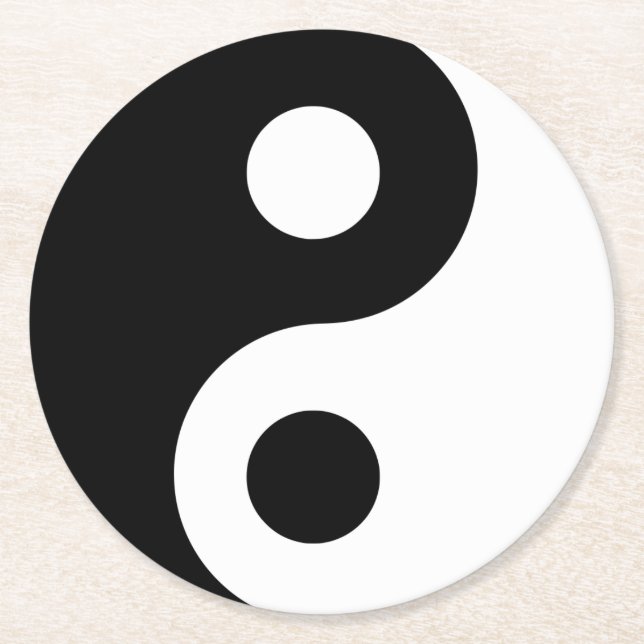 Schwarz-Weiß-Yin-Yang-Symbol Runder Pappuntersetzer (Vorderseite)