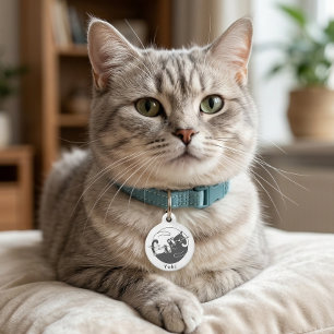 Schwarz-weiß Yin Yang Zwei Katzen Namensschild Haustiermarke