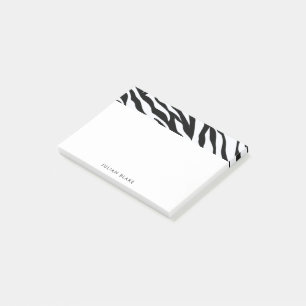Schwarz/Weiß Zebra Animal Print personalisieren Post-it Klebezettel
