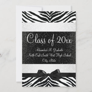 Schwarz-Weiß-Zebra-Bow-Abschluss Einladung