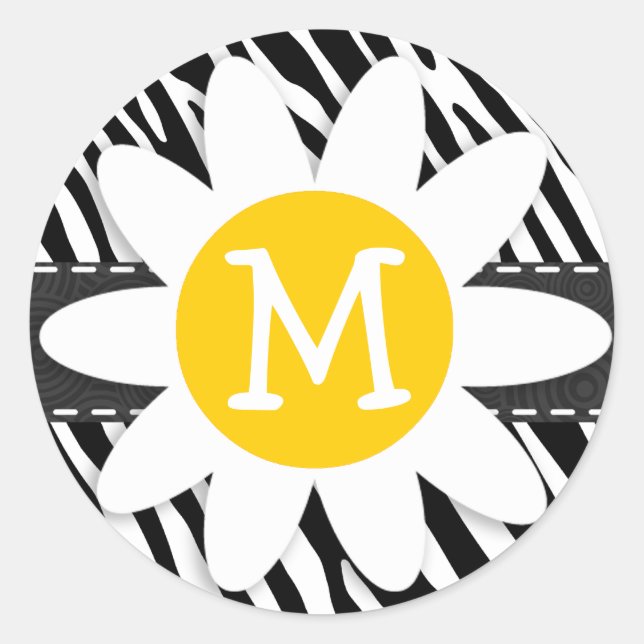 Schwarz-Weiß-Zebra; Frühjahr-Dämie Runder Aufkleber (Vorderseite)