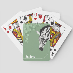 Schwarz-weiß Zebra Green Ivy Name Spielkarten