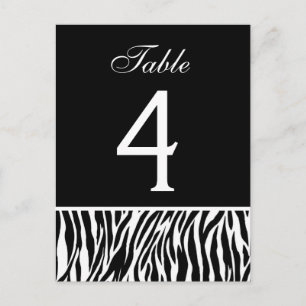 Schwarz-Weiß-Zebra-Hochzeitskarte für die Tischnum Postkarte