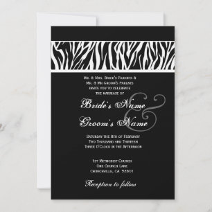 Schwarz-Weiß-Zebra-Hochzeitslinen-Papier Einladung