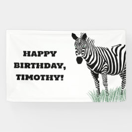 Schwarz-Weiß-Zebra im Gras-Party Banner