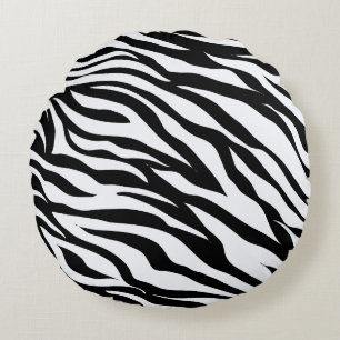 Schwarz-Weiß-Zebra-Jungle-Thema Tierwerbung Rundes Kissen