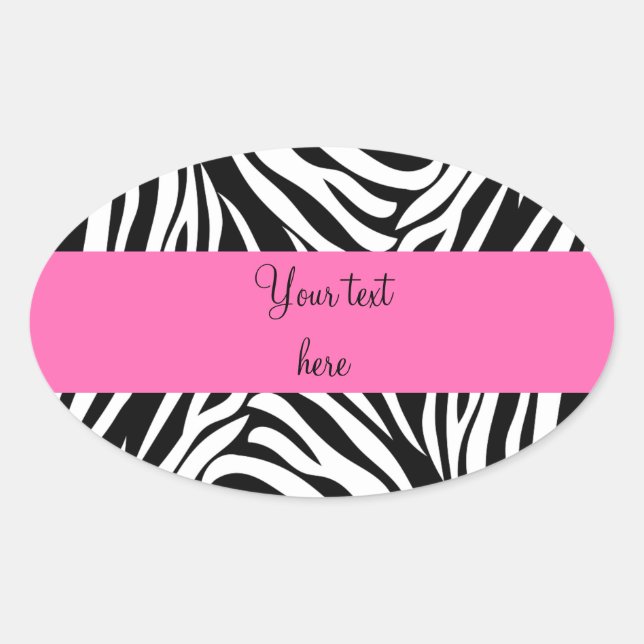 Schwarz-Weiß-Zebra mit Hot-Pink Ovaler Aufkleber (Vorderseite)
