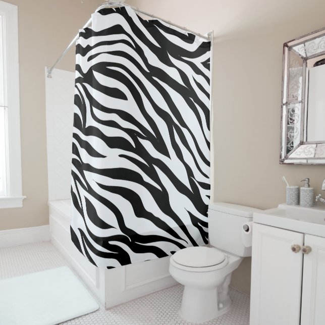 Schwarz-Weiß-Zebra-Muster Duschvorhang (Beispiel)