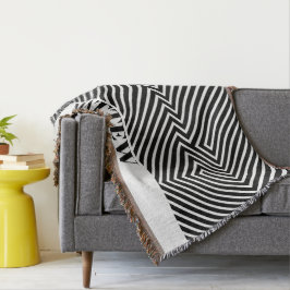 Schwarz-Weiß-Zebra-Muster Modernes Monogramm Decke