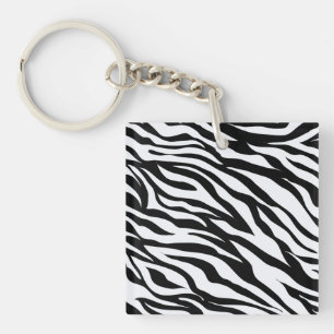 Schwarz-Weiß-Zebra-Muster - Tierdruck Schlüsselanhänger