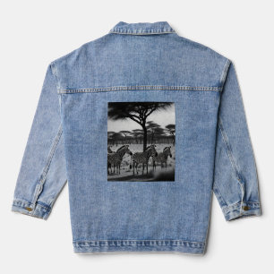 Schwarz-Weiß-Zebra-Ölfarbe, Denim-Jacket Jeansjacke