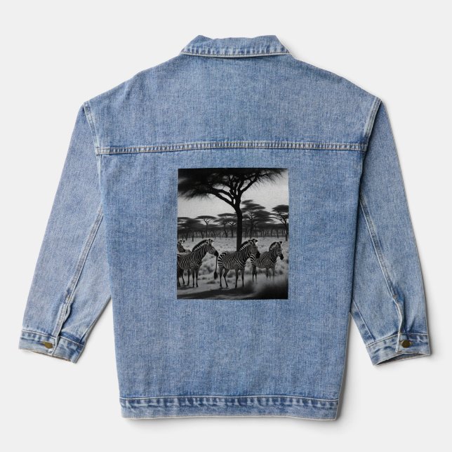 Schwarz-Weiß-Zebra-Ölfarbe, Denim-Jacket Jeansjacke (Rückseite)