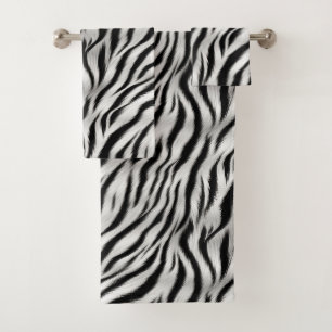 Schwarz-weiß Zebra Print Animal Safari Badhandtuch Set