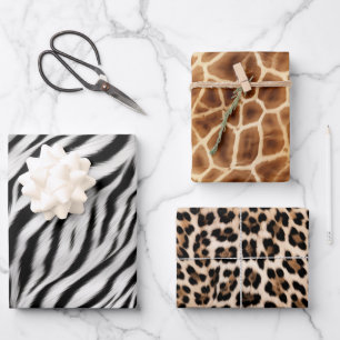 Schwarz-weiß Zebra Print Animal Safari Geschenkpapier Set