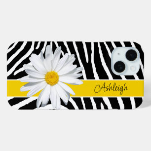 Schwarz, Weiß Zebra Print, Daisy Blume Case-Mate iPhone Hülle