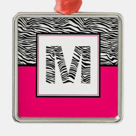 Schwarz/Weiß #Zebra Print Monogram | Heiß rosa Ornament Aus Metall