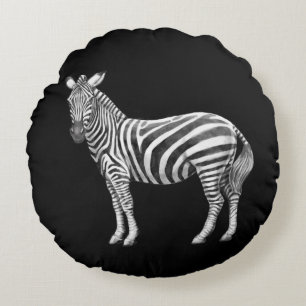 Schwarz-Weiß-Zebra Rundes Kissen