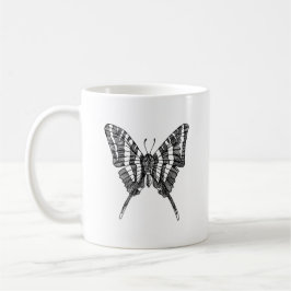 Schwarz-Weiß-Zebra-Schmetterlingsfarbe Zeichnend Kaffeetasse