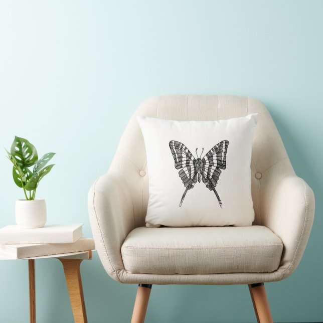 Schwarz-Weiß-Zebra-Schmetterlingsfarbe Zeichnend Kissen (Stuhl )