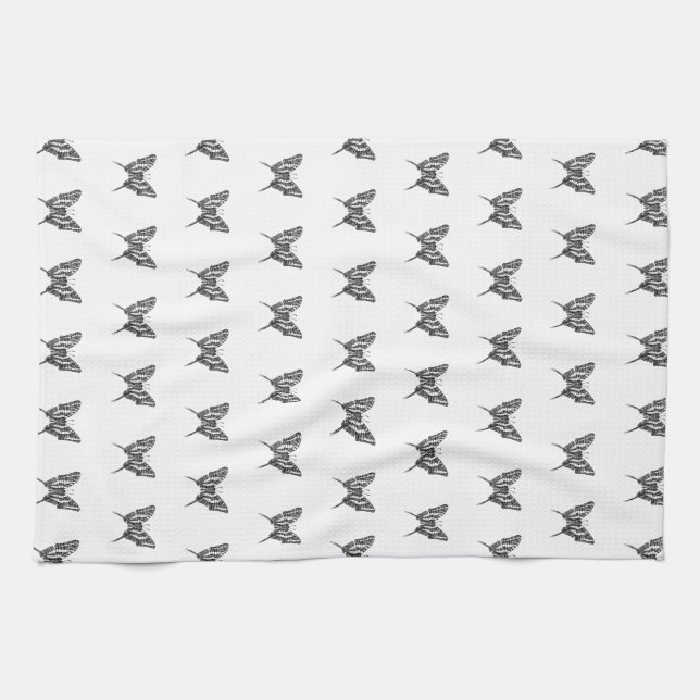 Schwarz-Weiß-Zebra-Schmetterlingsfarbe Zeichnend M Geschirrtuch (Horizontal)