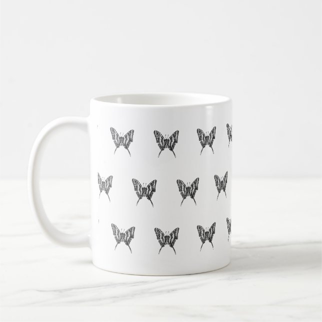 Schwarz-Weiß-Zebra-Schmetterlingsfarbe Zeichnend M Kaffeetasse (Links)