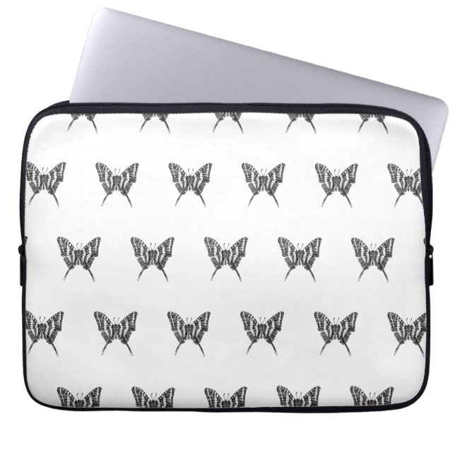 Schwarz-Weiß-Zebra-Schmetterlingsfarbe Zeichnend M Laptopschutzhülle (Vorderseite)