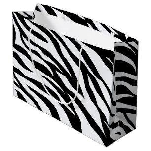 Schwarz-Weiß Zebra Streifen Muster Geschenktasche Große Geschenktüte