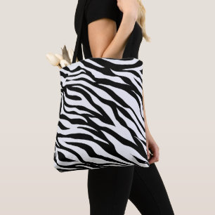 Schwarz-Weiß-Zebra-Tierdruck Tasche